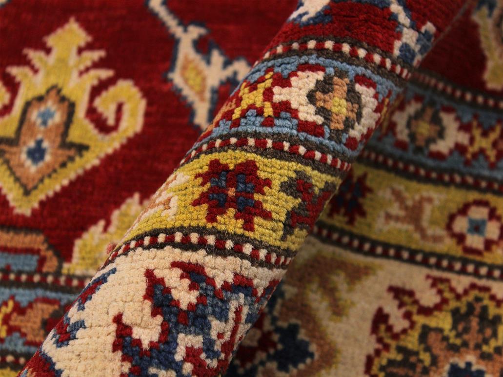 handmade Geometric Kazak Red Beige Hand Knotted RECTANGLE 100% WOOL area rug 6x8