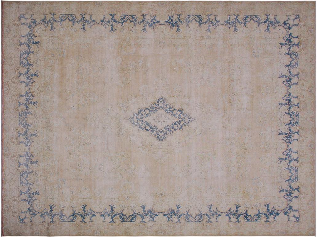 handmade Vintage Brown Blue Hand Knotted RECTANGLE 100% WOOL area rug 10x13