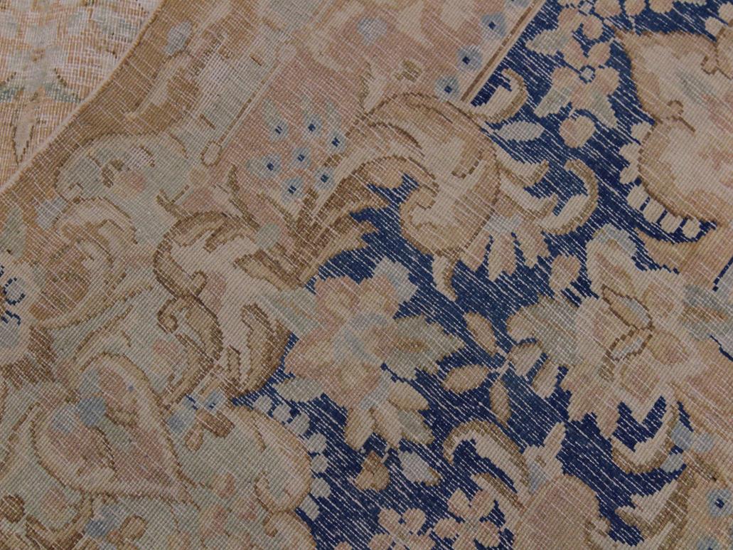 handmade Vintage Brown Blue Hand Knotted RECTANGLE 100% WOOL area rug 10x13