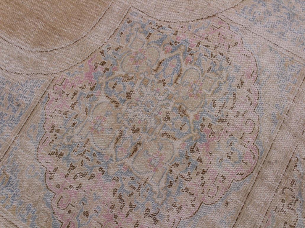 handmade Vintage Brown Blue Hand Knotted RECTANGLE 100% WOOL area rug 10x13