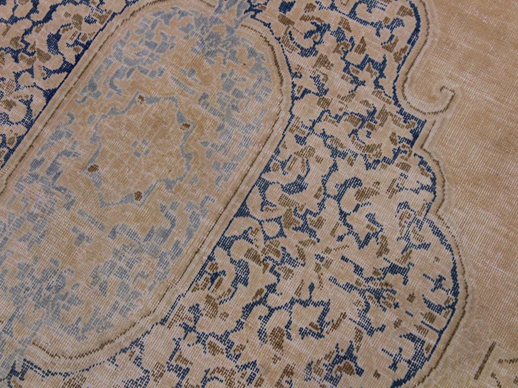 handmade Vintage Brown Blue Hand Knotted RECTANGLE 100% WOOL area rug 10x13