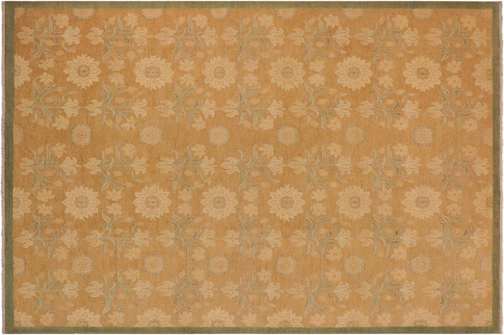 handmade Transitional Kafkaz Chobi Ziegler Brown Green Hand Knotted RECTANGLE 100% WOOL area rug 10 x 14