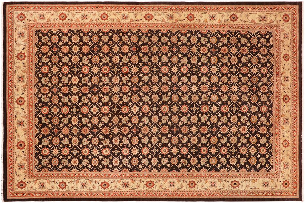 handmade Transitional Kafkaz Chobi Ziegler Brown Beige Hand Knotted RECTANGLE 100% WOOL area rug 10 x 14