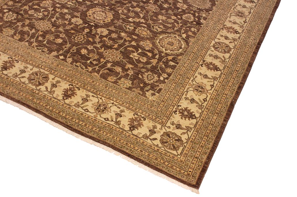 handmade Traditional Kafkaz Chobi Ziegler Brown Ivory Hand Knotted RECTANGLE 100% WOOL area rug 10 x 13