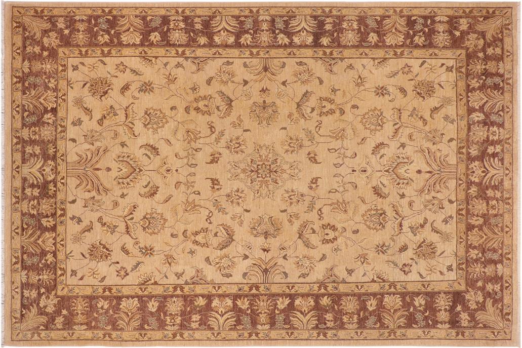 handmade Traditional Kafkaz Chobi Ziegler Tan Brown Hand Knotted RECTANGLE 100% WOOL area rug 10 x 14