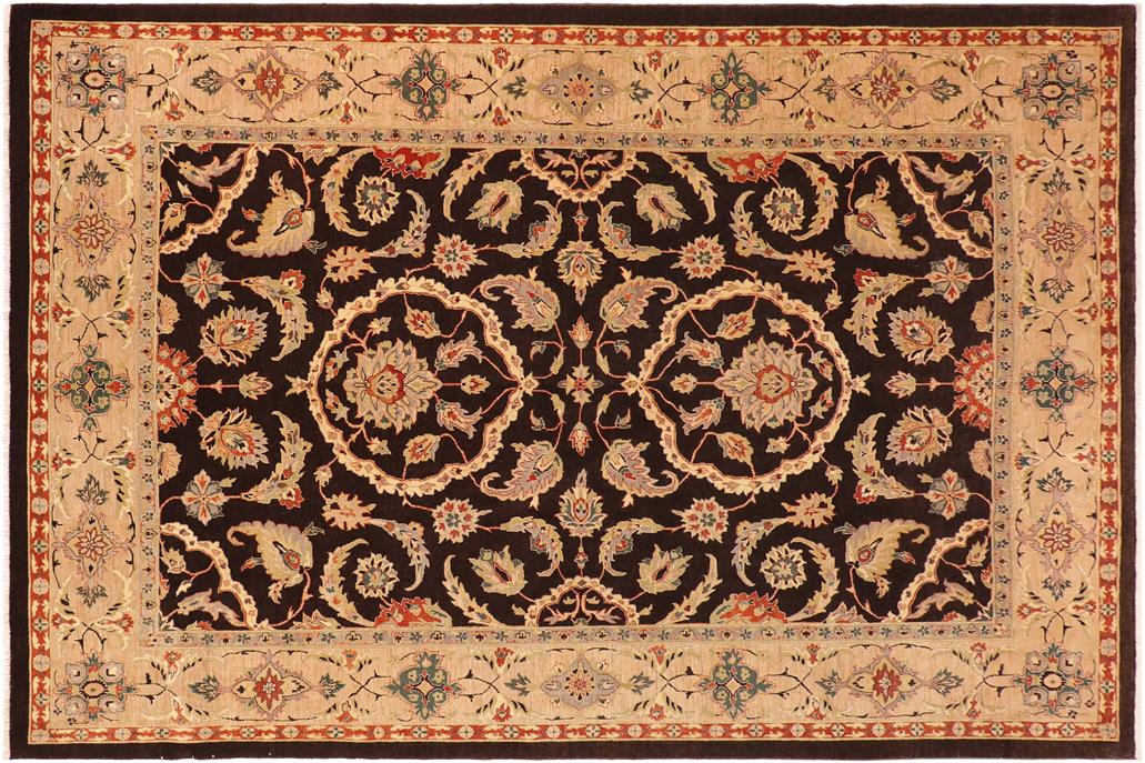 handmade Traditional Kafkaz Chobi Ziegler Brown Tan Hand Knotted RECTANGLE 100% WOOL area rug 10 x 14