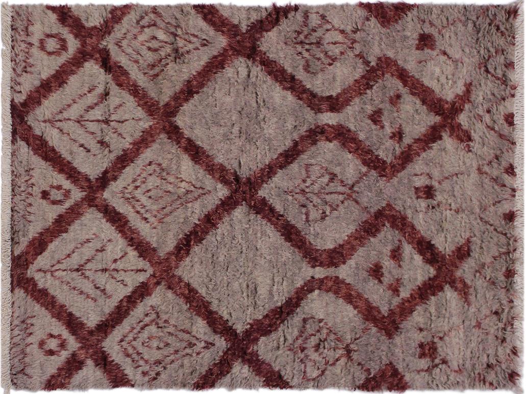 handmade Modern Moroccan Lt. Gray Rust Hand Knotted RECTANGLE 100% WOOL area rug 4x6