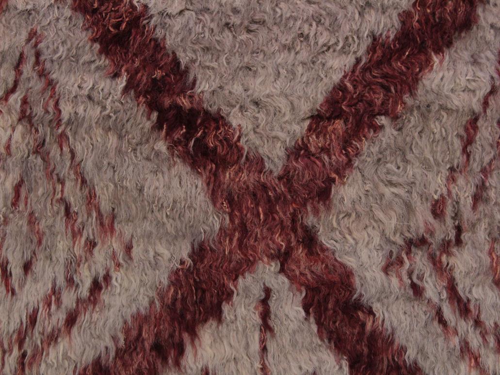 handmade Modern Moroccan Lt. Gray Rust Hand Knotted RECTANGLE 100% WOOL area rug 4x6