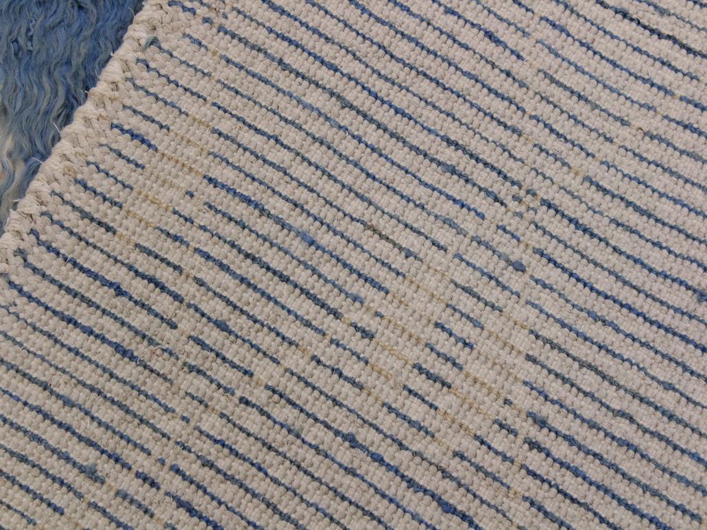 handmade Modern Moroccan Lt. Blue Ivory Hand Knotted RECTANGLE 100% WOOL area rug 4x6