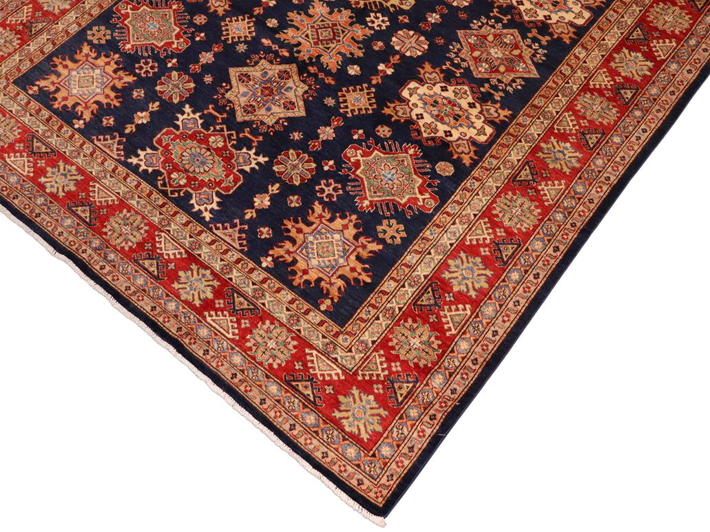 handmade Geometric Super Kazak Blue Red Hand Knotted RECTANGLE 100% WOOL area rug 8x10