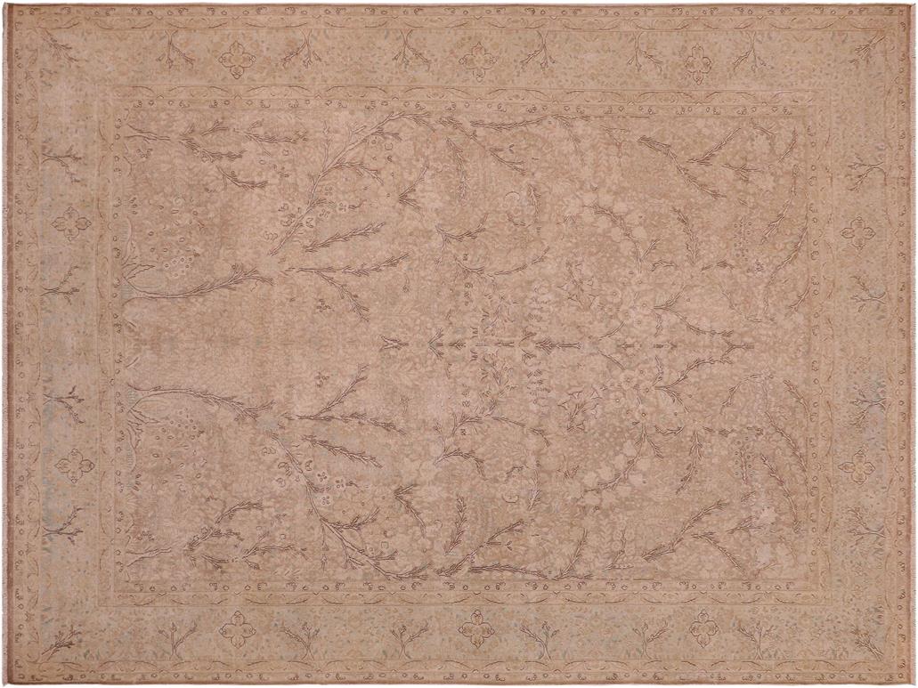 handmade Vintage Tan Blue Hand Knotted RECTANGLE 100% WOOL area rug 9x13