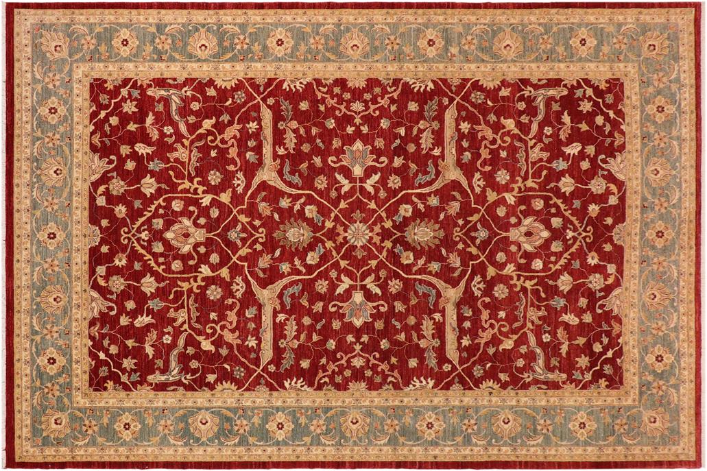 handmade Traditional Kafkaz Chobi Ziegler Red Blue Hand Knotted RECTANGLE 100% WOOL area rug 10 x 14