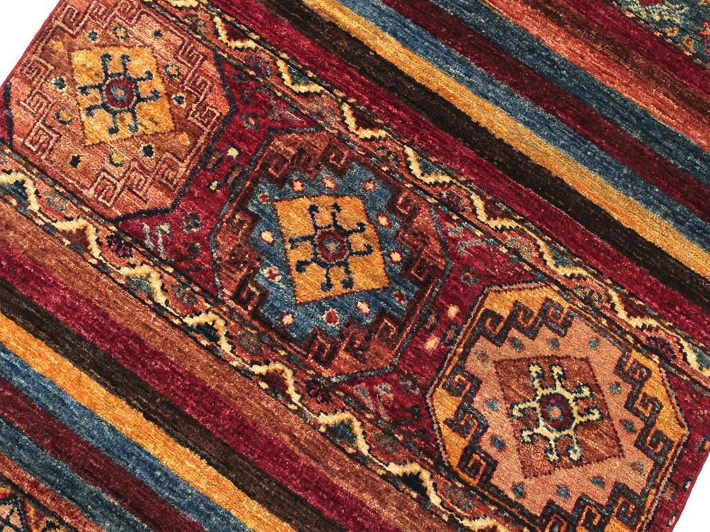 handmade Geometric Khurgeen Red Blue Hand Knotted RUNNER 100% WOOL area rug 3x10
