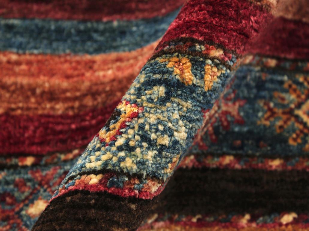 handmade Geometric Khurgeen Red Blue Hand Knotted RUNNER 100% WOOL area rug 3x10
