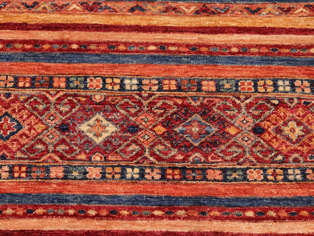 handmade Geometric Khorgeen Red Blue Hand Knotted RECTANGLE 100% WOOL area rug 5x7