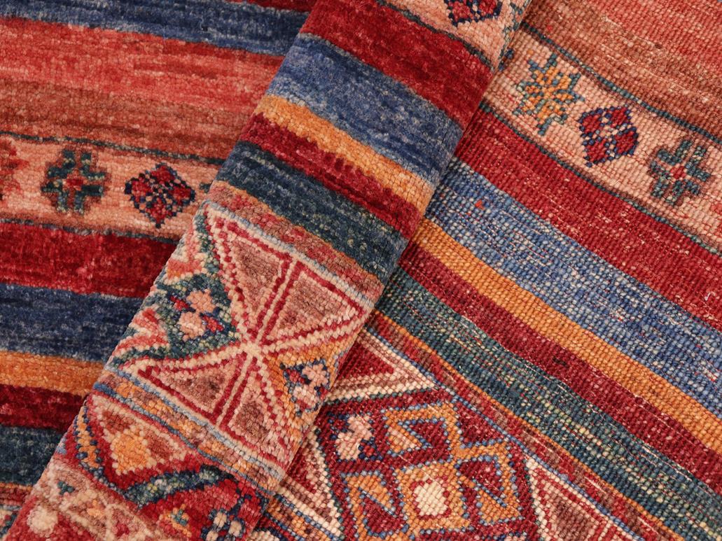 handmade Geometric Khorgeen Red Blue Hand Knotted RECTANGLE 100% WOOL area rug 7x10