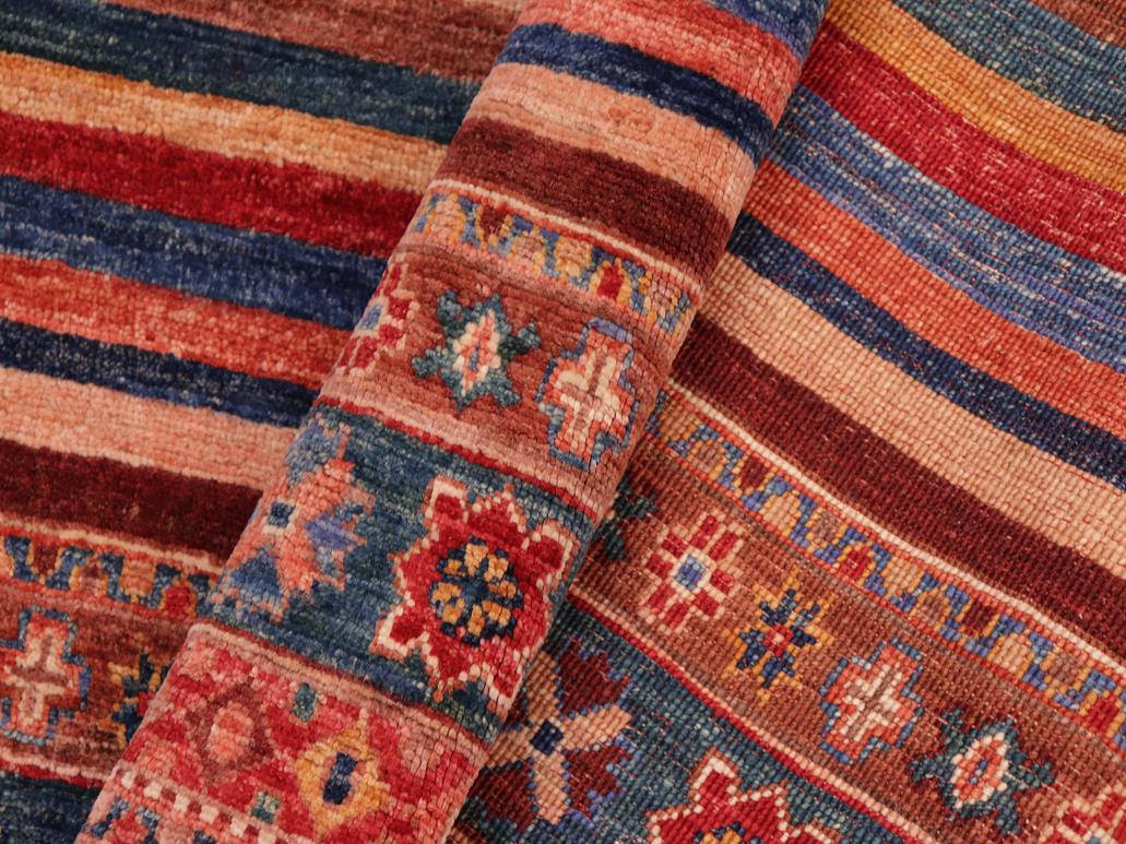 handmade Geometric Khorgeen Blue Red Hand Knotted RECTANGLE 100% WOOL area rug 8x10
