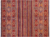 Rustic Khurgeen Jodi Gold/Red Wool Rug - 5'8'' x 8'1''