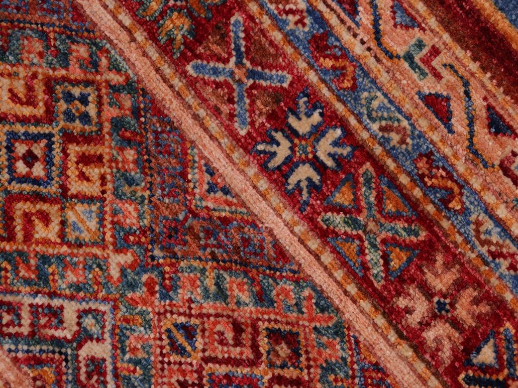 handmade Geometric Khorgeen Red Green Hand Knotted RECTANGLE 100% WOOL area rug 5x7