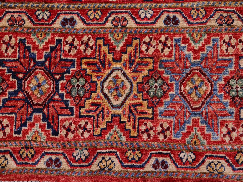 handmade Geometric Khorgeen Red Beige Hand Knotted RECTANGLE 100% WOOL area rug 5x7