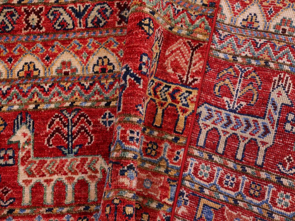 handmade Geometric Khorgeen Red Beige Hand Knotted RECTANGLE 100% WOOL area rug 5x7