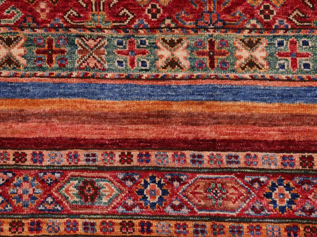 handmade Geometric Khorgeen Red Blue Hand Knotted RECTANGLE 100% WOOL area rug 5x6