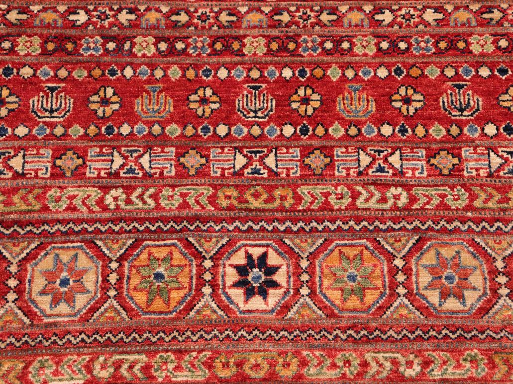 handmade Geometric Khurgeen Red Green Hand Knotted RUNNER 100% WOOL area rug 3x9