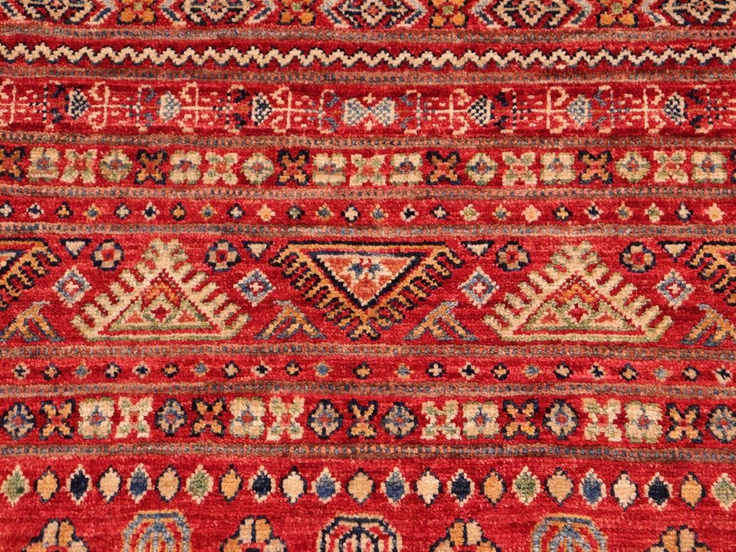 handmade Geometric Khurgeen Red Green Hand Knotted RUNNER 100% WOOL area rug 3x9