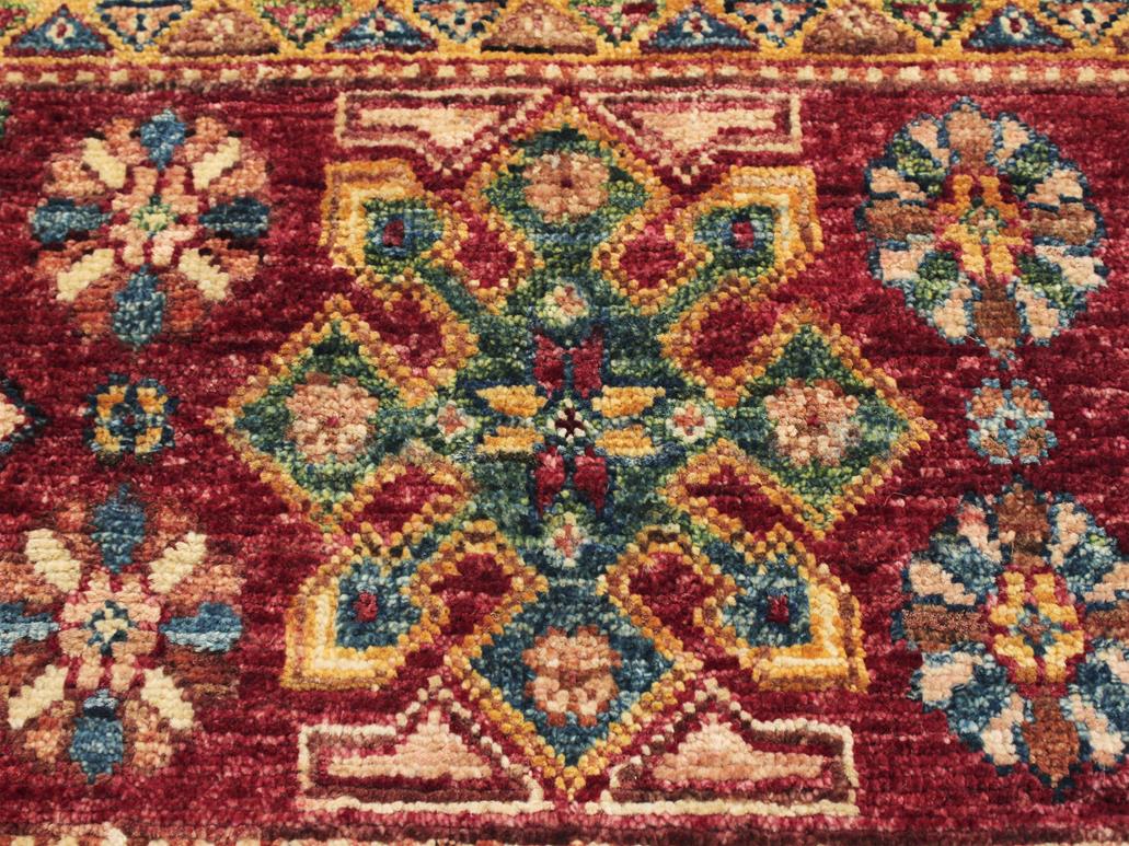 handmade Geometric Khorgeen Red Blue Hand Knotted RECTANGLE 100% WOOL area rug 3x5
