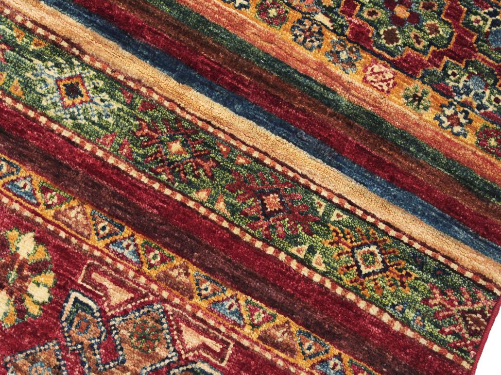 handmade Geometric Khorgeen Red Blue Hand Knotted RECTANGLE 100% WOOL area rug 3x5