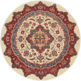 Cabin Khurgeen Sulema Beige/Red Wool Round - 10'0'' x 10'3''