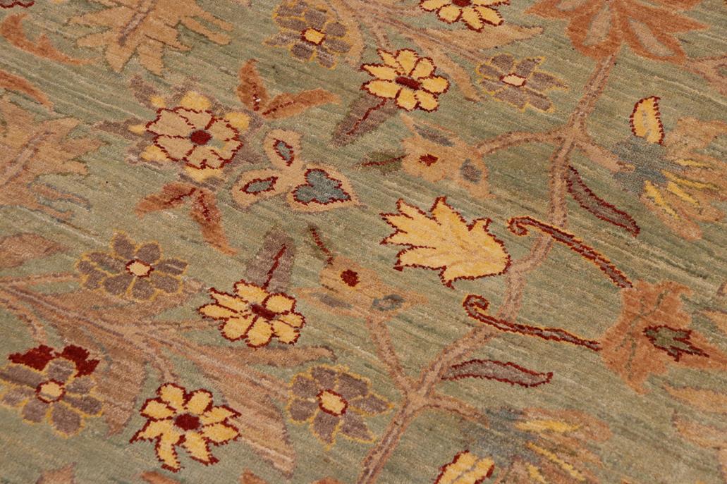 handmade Traditional Kafkaz Chobi Ziegler Green Tan Hand Knotted RECTANGLE 100% WOOL area rug 10 x 14