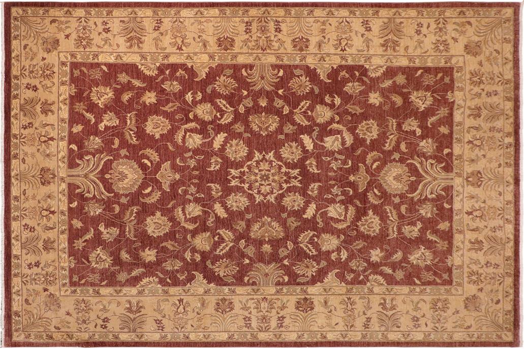 handmade Traditional Kafkaz Chobi Ziegler Brown Tan Hand Knotted RECTANGLE 100% WOOL area rug 10 x 14