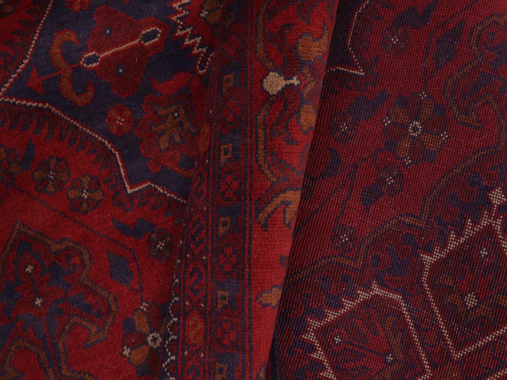 handmade Tribal Biljik Khal Muhammadi Red Blue Hand Knotted RECTANGLE 100% WOOL area rug 7x10