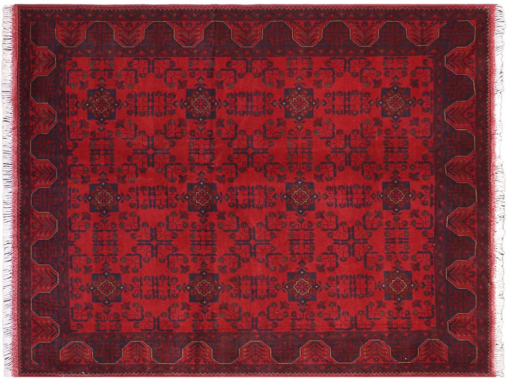 handmade Tribal Biljik Khal Muhammadi Red Blue Hand Knotted RECTANGLE 100% WOOL area rug 6x8