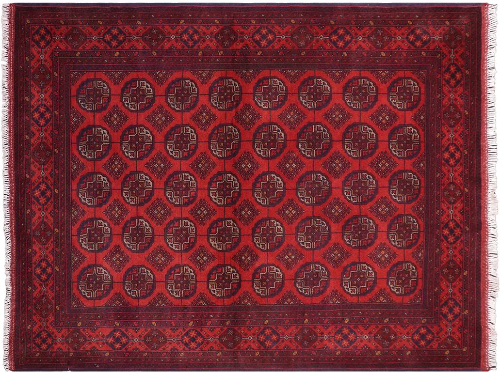handmade Tribal Biljik Khal Muhammadi Red Blue Hand Knotted RECTANGLE 100% WOOL area rug 5x7