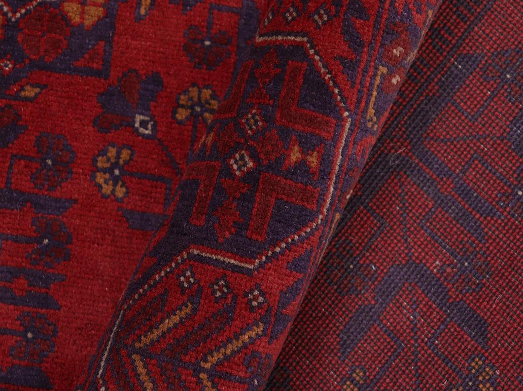 handmade Tribal Biljik Khal Muhammadi Red Blue Hand Knotted RECTANGLE 100% WOOL area rug 5x6