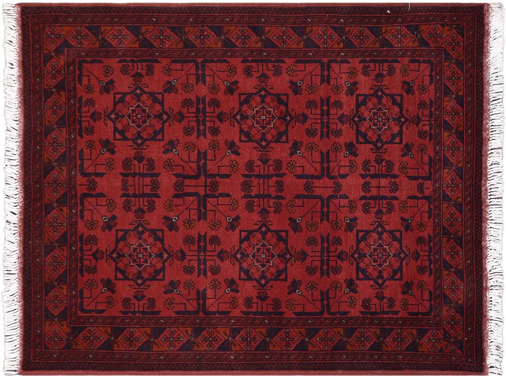 handmade Tribal Biljik Khal Muhammadi Red Blue Hand Knotted RECTANGLE 100% WOOL area rug 3x5