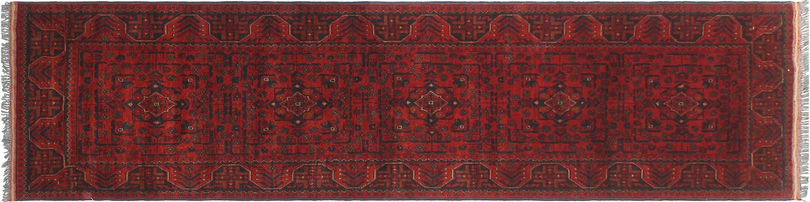 handmade Tribal Biljik Khal Muhammadi Red Blue Hand Knotted RUNNER 100% WOOL Runner 3x9