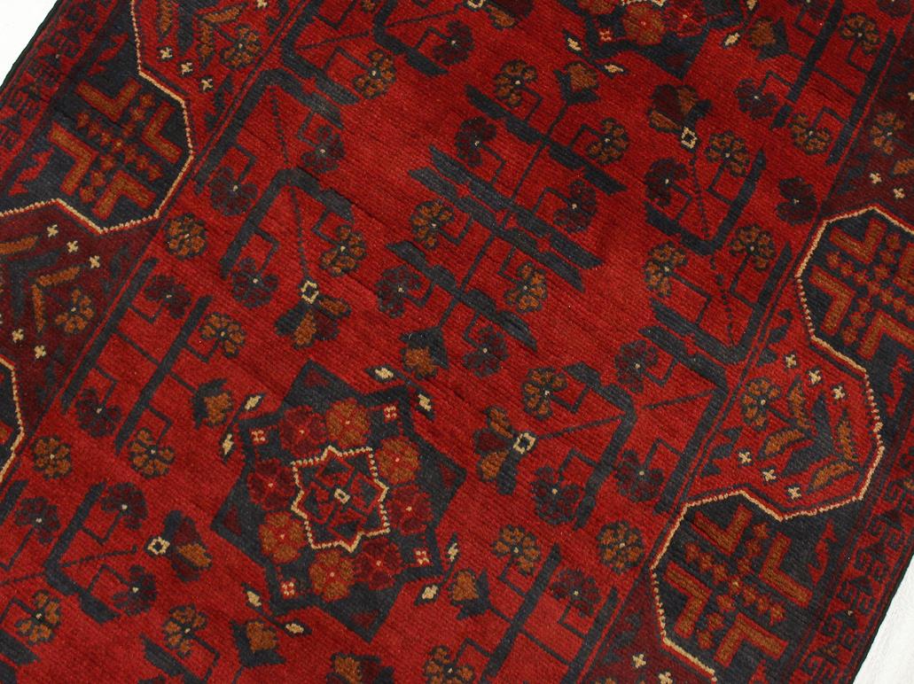handmade Tribal Biljik Khal Muhammadi Red Blue Hand Knotted RUNNER 100% WOOL Runner 3x9