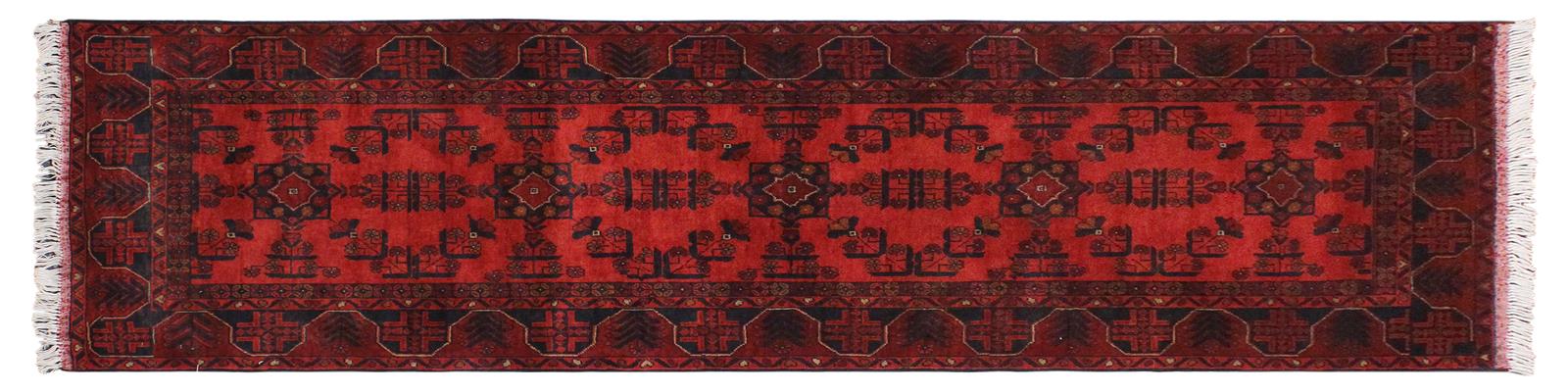 handmade Tribal Biljik Khal Muhammadi Red Blue Hand Knotted RUNNER 100% WOOL Runner 3x9