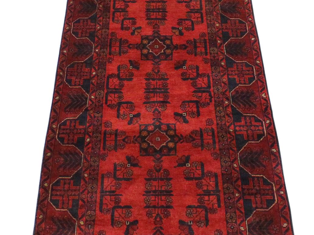 handmade Tribal Biljik Khal Muhammadi Red Blue Hand Knotted RUNNER 100% WOOL Runner 3x9