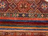 handmade Geometric Khurgeen Red Blue Hand Knotted ROUND 100% WOOL area rug 3x3