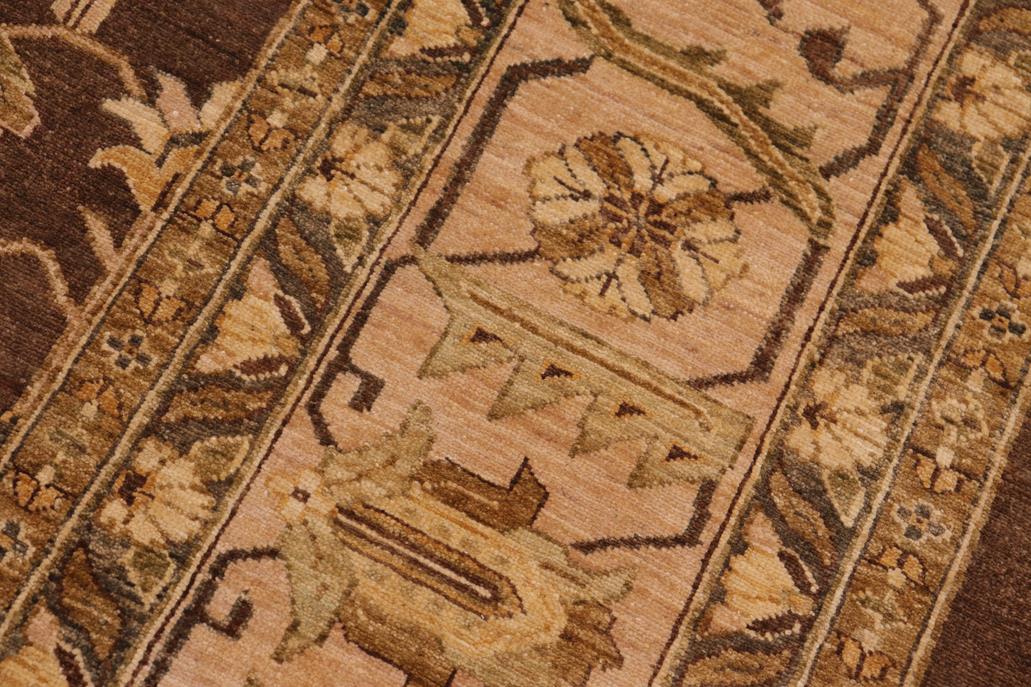 handmade Traditional Kafkaz Chobi Ziegler Brown Tan Hand Knotted RECTANGLE 100% WOOL area rug 10 x 14