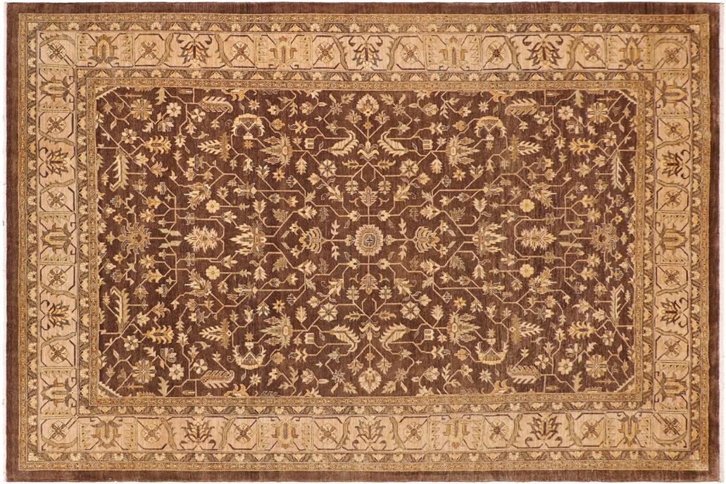 handmade Traditional Kafkaz Chobi Ziegler Brown Tan Hand Knotted RECTANGLE 100% WOOL area rug 10 x 14