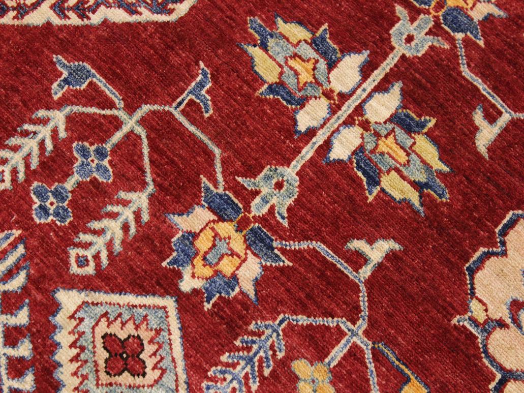 handmade Geometric Super Kazak Red Beige Hand Knotted RECTANGLE 100% WOOL area rug 9x12