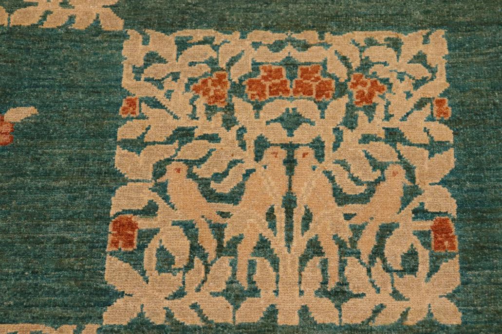 handmade Transitional Kafkaz Chobi Ziegler Green Tan Hand Knotted RECTANGLE 100% WOOL area rug 10 x 14