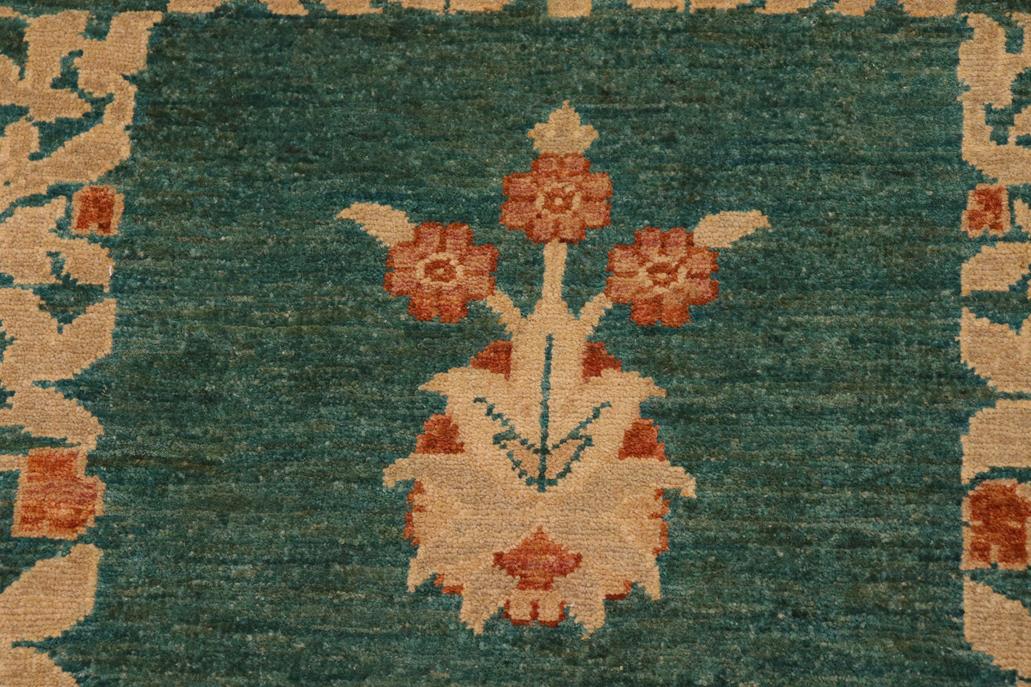 handmade Transitional Kafkaz Chobi Ziegler Green Tan Hand Knotted RECTANGLE 100% WOOL area rug 10 x 14