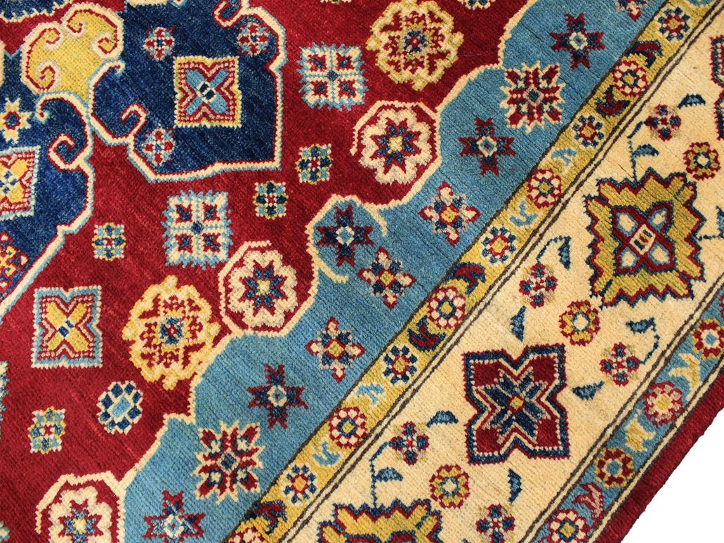 handmade Geometric Kazak Red Beige Hand Knotted RECTANGLE 100% WOOL area rug 6x9