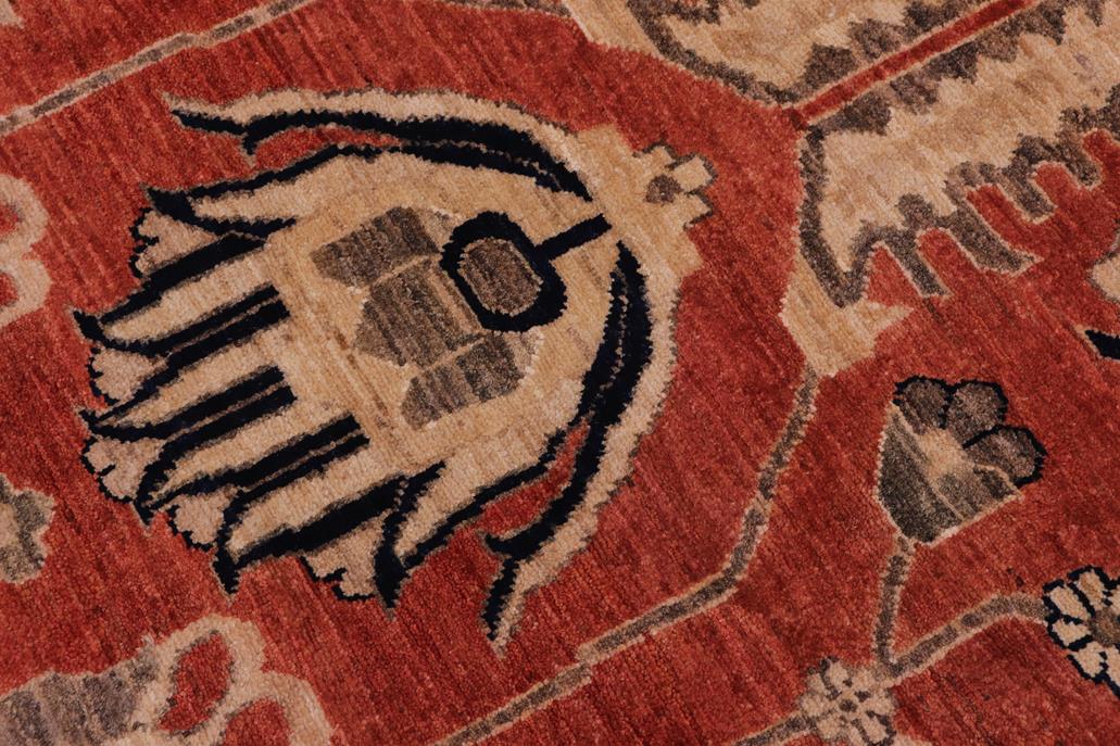 handmade Traditional Kafkaz Chobi Ziegler Rust Drk. Blue Hand Knotted RECTANGLE 100% WOOL area rug 10 x 14